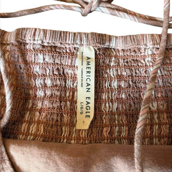 American Eagle Striped Pink Sleeveless Top Linen Cotton Blend Womens Large - Picture 10 of 13